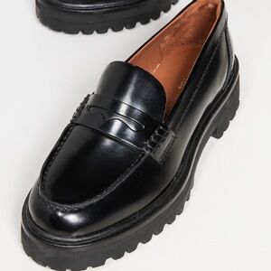 Reformation Black Leather Penny Loafers